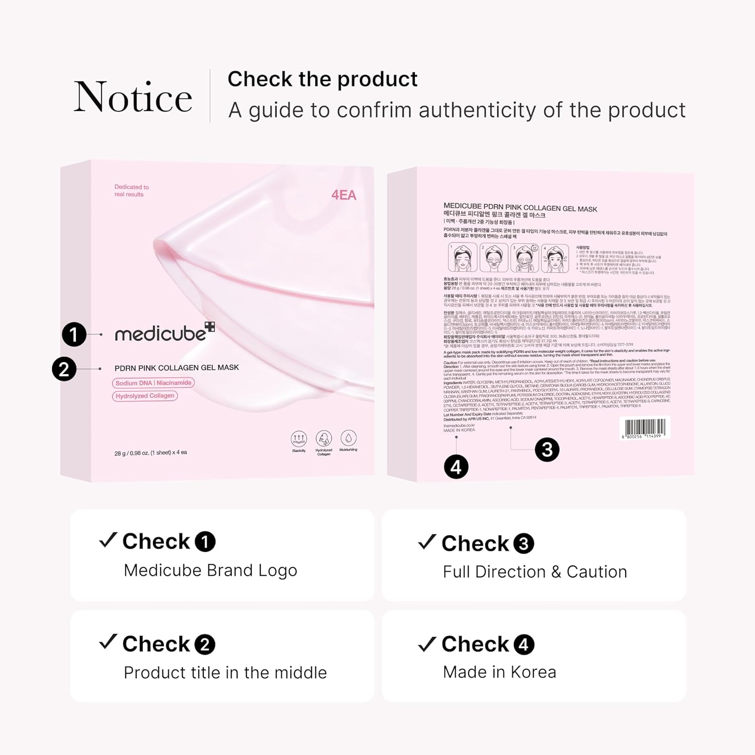 [Medicube] Salmon DNA Pink Collagen Jelly Gel Mask (0.99 oz / 28g × 4ea)